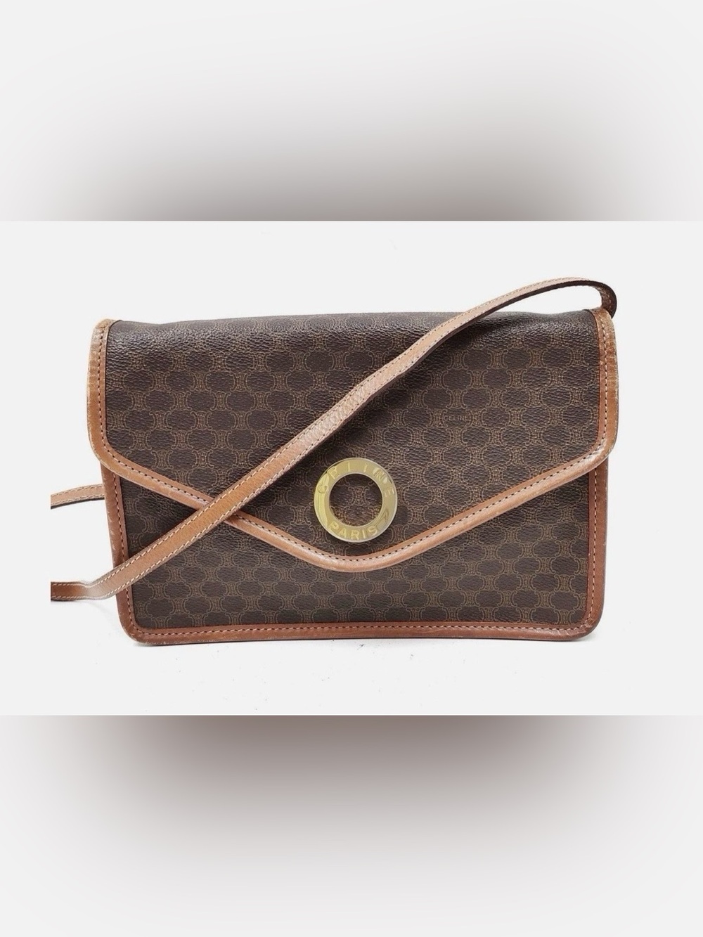 Celine Triomphe Crossbody Bag with Gold Hardware Brown Tan